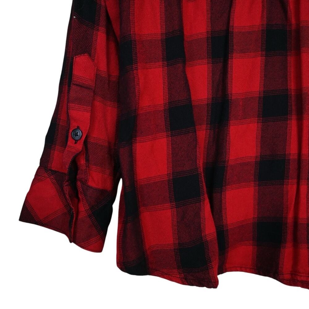 Sanctuary Women's S Red and Black Plaid Button Down Shirt - Picture 6 of 8